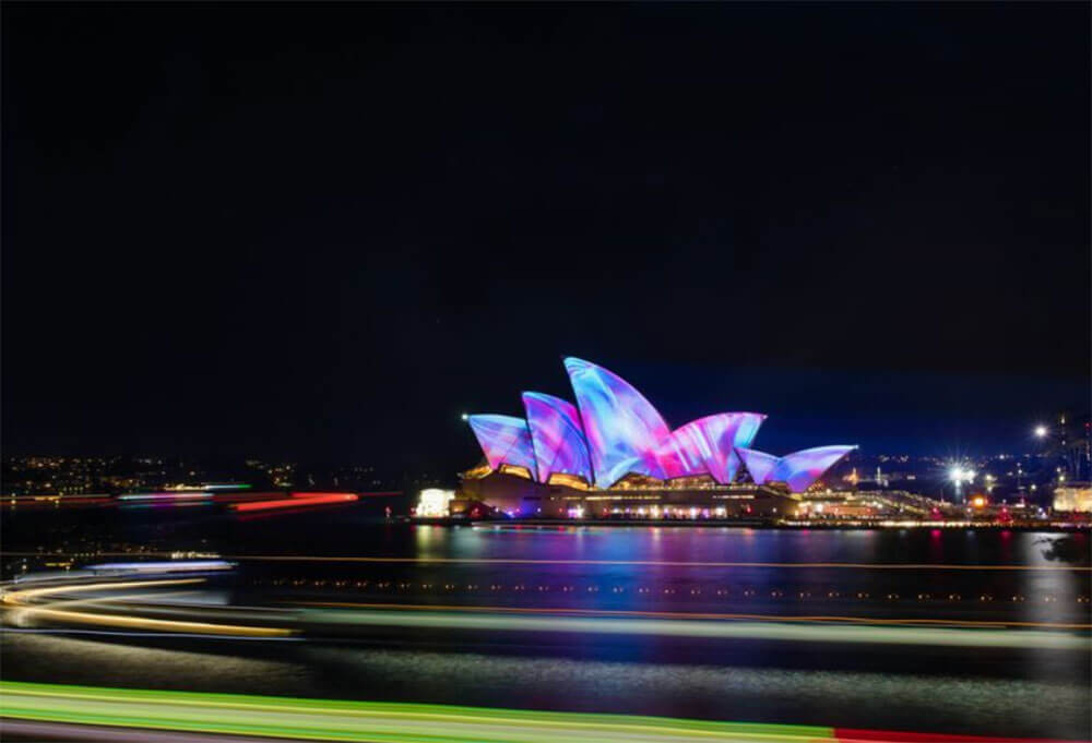 Sydney Opera House at night long exposure