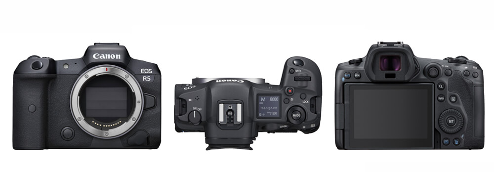 Profile image of EOS R5 front, top and back