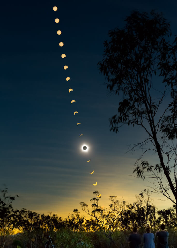 Composite image of solar eclipse by Phile Hart
