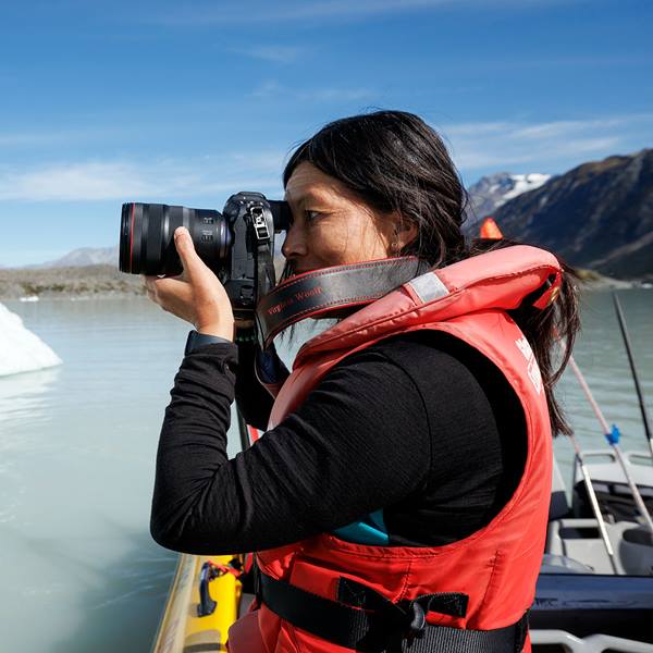 Image of Canon Master Virginia Woolf photographing glaciers