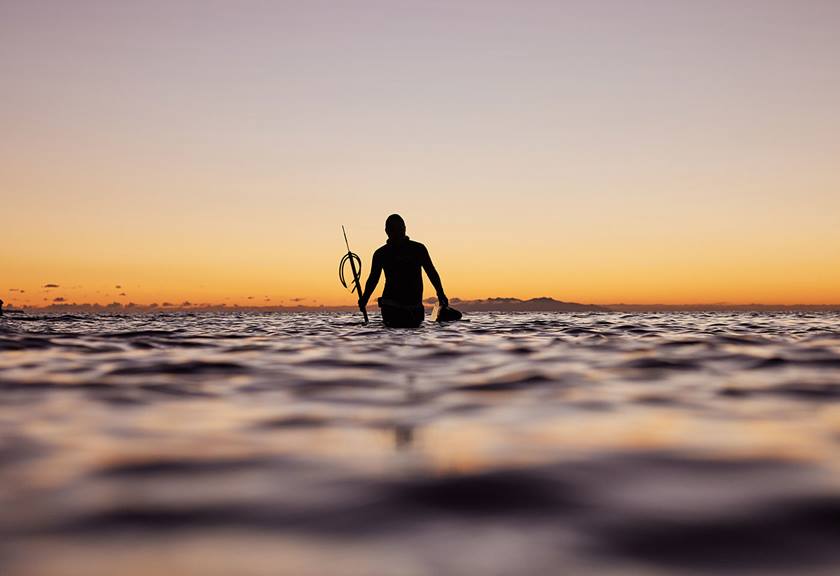 Silhouette image of Sophie Hamilton in the ocean