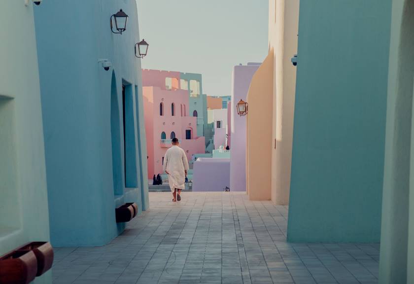 Image of colourful houses in Doha, Qatar