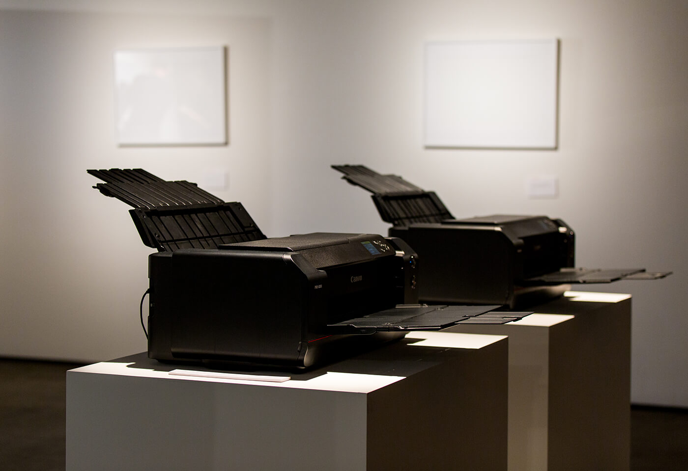 Image of two printers on display stands
