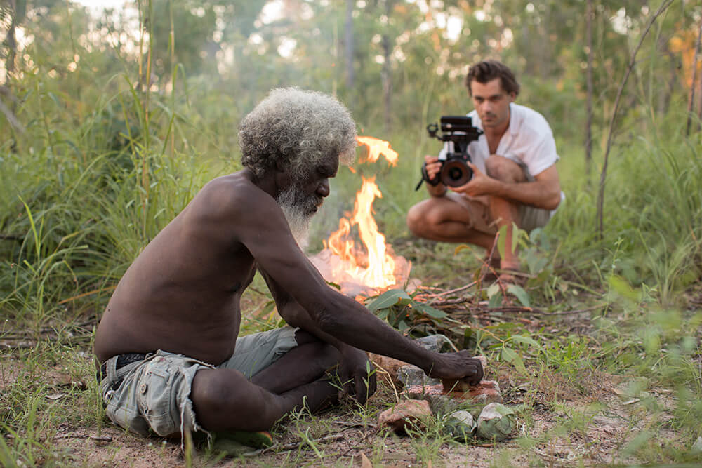 Dylan River photographing a Wardaman person