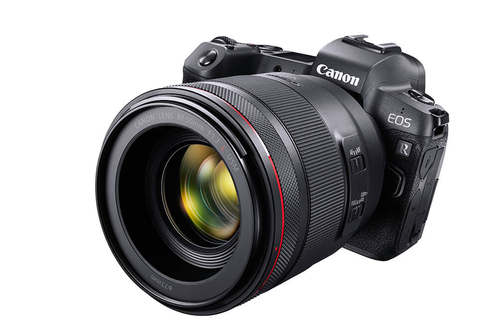 Image of the EOS R with RF lens (front view)